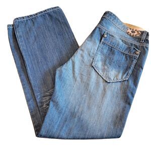 Do Denim Distressed Blue Jeans Tag 38 x 32 Medium Wash Straight Leg